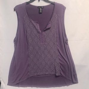 Rxb Beautiful Purple Flowy Tank, Size Xxl